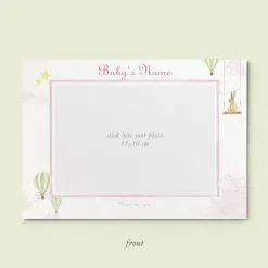 Hot Air Balloons Birth Announcement with Photo, Set of 50