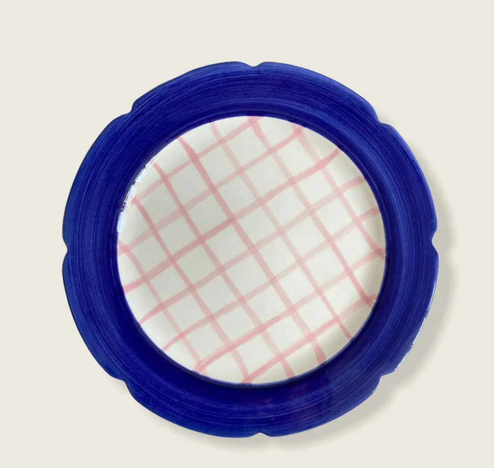 Hot Cakes Cake Stand in Navy & Pink Gingham