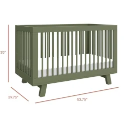 Hudson 3-in-1 Convertible Crib with Toddler Bed Conversion Kit in Olive
