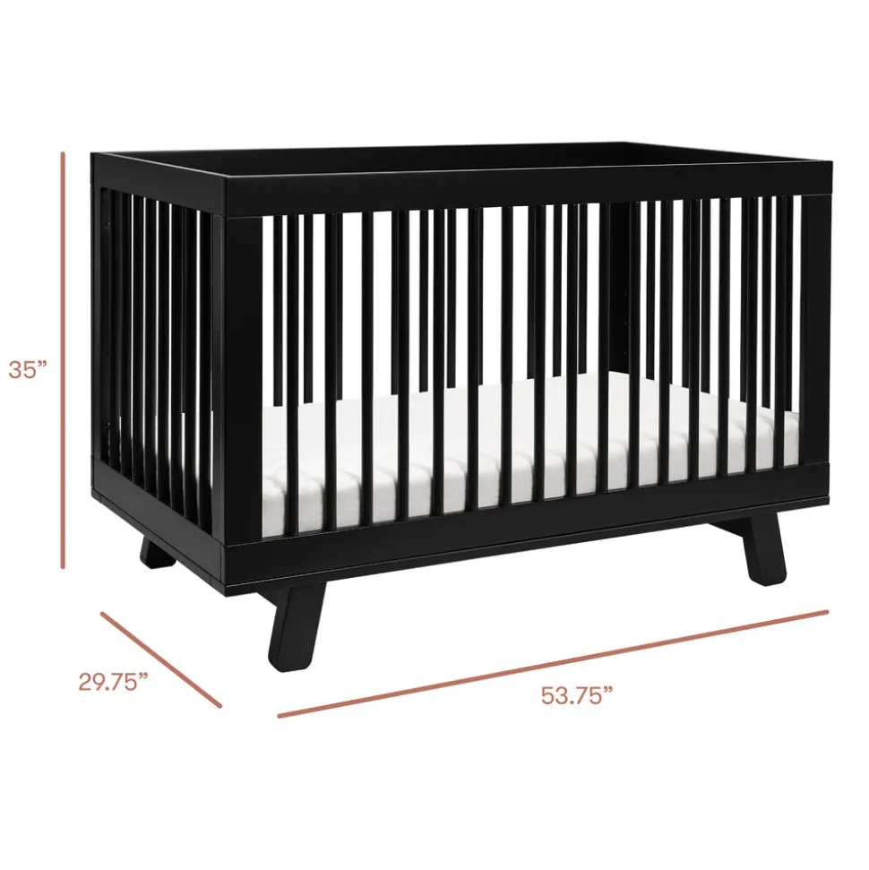 Hudson 3-in-1 Convertible Crib with Toddler Bed Conversion Kit in Black
