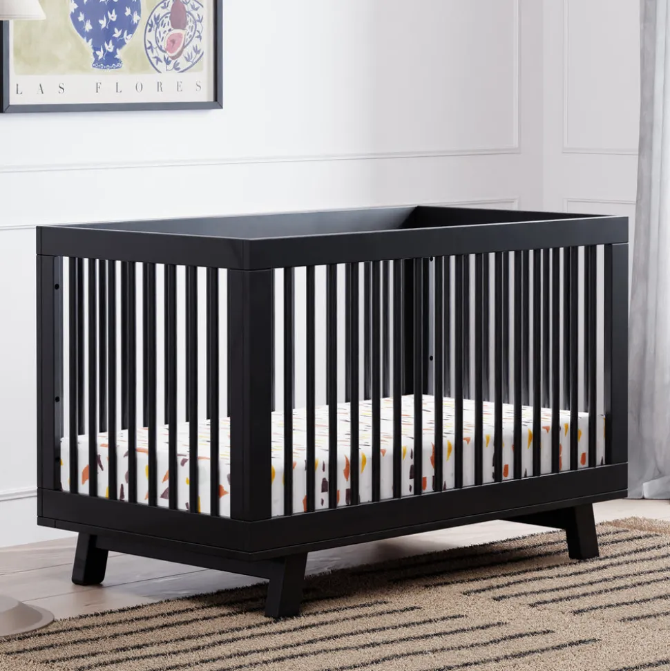 Hudson 3-in-1 Convertible Crib with Toddler Bed Conversion Kit in Black