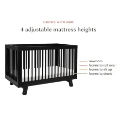 Hudson 3-in-1 Convertible Crib with Toddler Bed Conversion Kit in Black