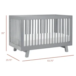 Hudson 3-in-1 Convertible Crib with Toddler Bed Conversion Kit in Grey