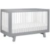 Hudson 3-in-1 Convertible Crib with Toddler Bed Conversion Kit in Grey & White