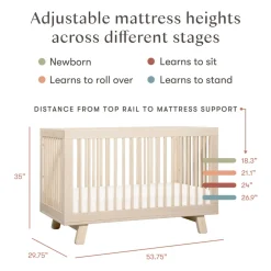Hudson 3-in-1 Convertible Crib with Toddler Bed Conversion Kit in Natural