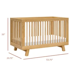 Hudson 3-in-1 Convertible Crib with Toddler Bed Conversion Kit in Honey