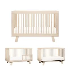 Hudson 3-in-1 Convertible Crib with Toddler Bed Conversion Kit in Washed Natural