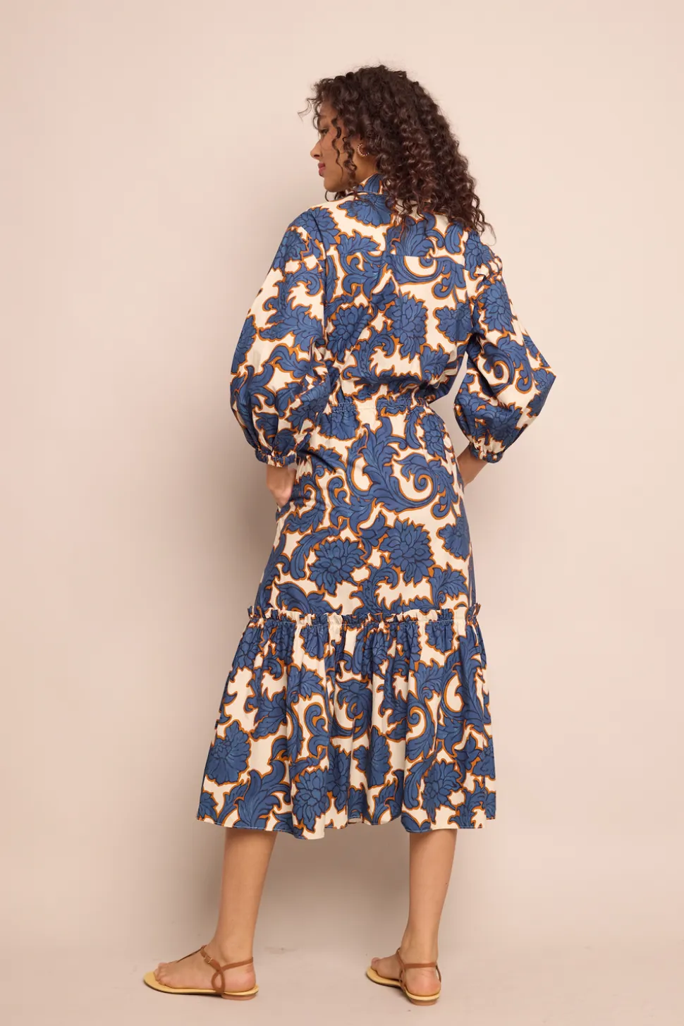 Hutton Dress in Mystic Flora Blue