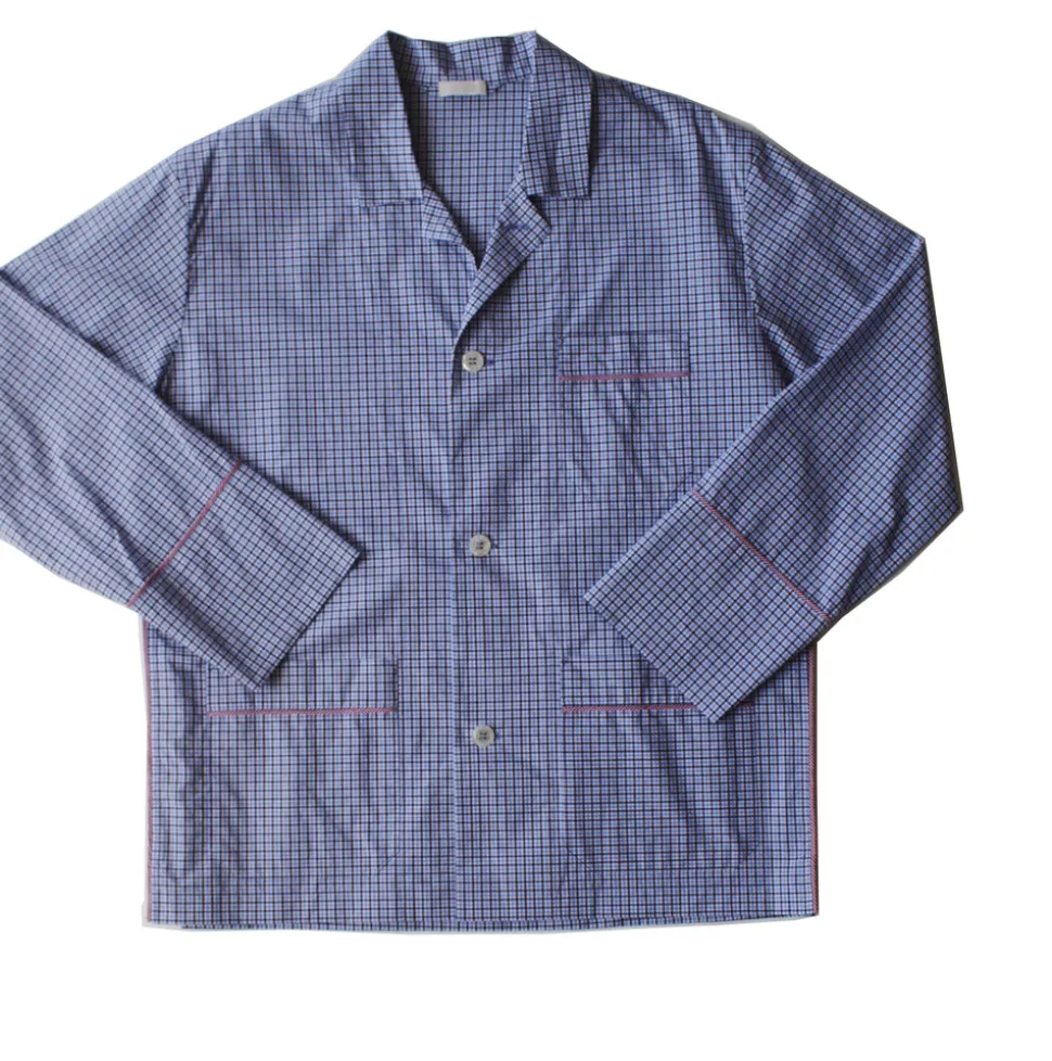 Hyperion Men's Pajama Top in Blue Check