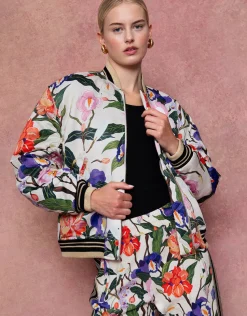 Iggy Satin Jacket in Tree of Life Cream
