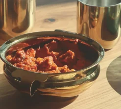 Indian Handi Serving Bowl in Brass Colored Stainless Steel