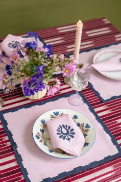 Indian Tulip Dinner Napkins in Lilac and Navy, Set of 2