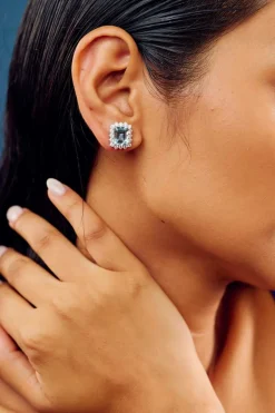 Indra Aquamarine and Diamond Stud Earrings