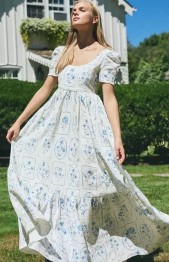 Ines Dress in Delft Tile