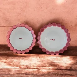 Initials Scalloped Dessert Plates, Set of 2