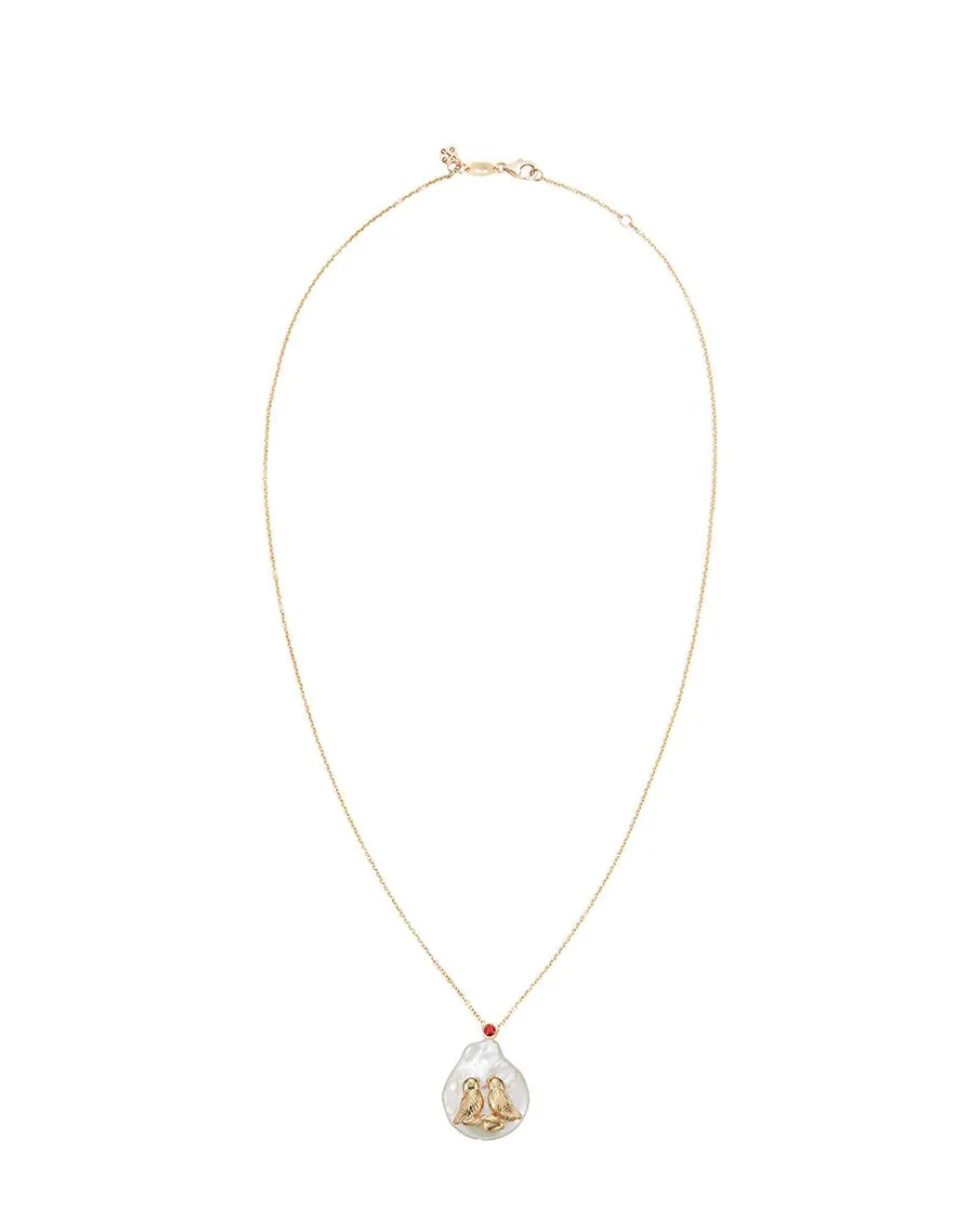 Inseparable Pearl Necklace in Pearl & Red Sapphire
