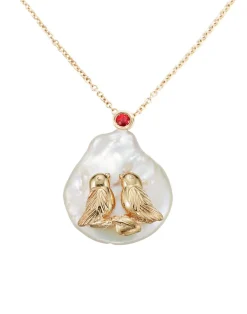 Inseparable Pearl Necklace in Pearl & Red Sapphire