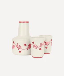 Iris Ceramic Carafe & Pair of Tumblers in Raspberry