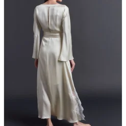 Iris Pearl Silk Charmeuse Wrap Robe
