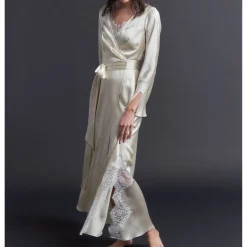 Iris Pearl Silk Charmeuse Wrap Robe