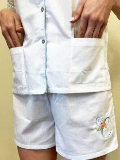 Iris White Cotton Pajama Short Set