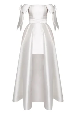 Isabella Silk and Wool Mini Dress with Convertible Skirt in White