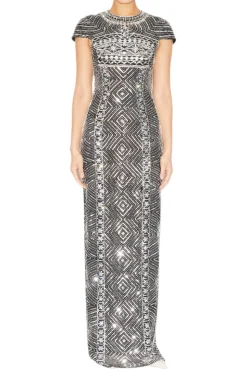 Isobel Gown Black Silver Embroidered Tulle