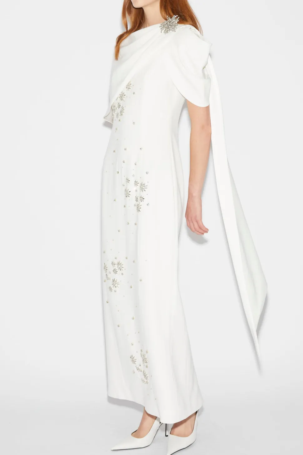 Isolde Gown White Embellished Crepe