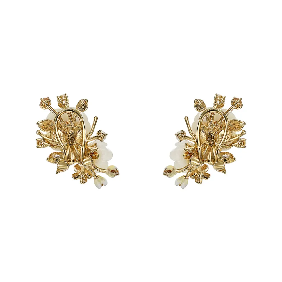 Ivory Floral Cluster Earrings