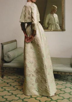 Jacket in Mint & Cream Italian Brocade