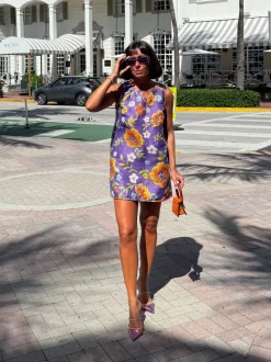 Jacquard Swing Swing Dress in Purple
