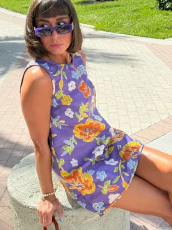 Jacquard Swing Swing Dress in Purple