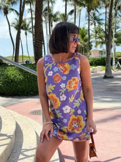 Jacquard Swing Swing Dress in Purple