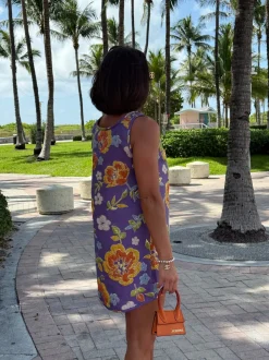 Jacquard Swing Swing Dress in Purple