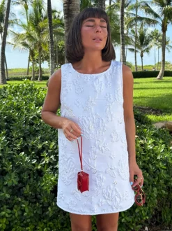 Jacquard Swing Swing Dress in All White
