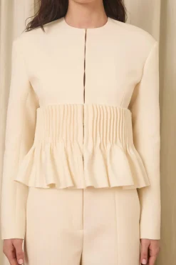 Jane Peplum Blazer in Wool & Cotton