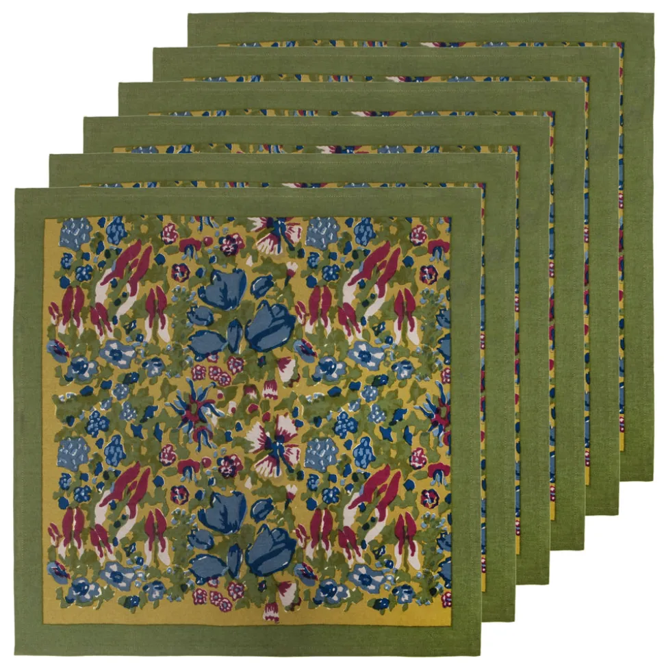 Jardin Napkins Blue & Vert, Set of 6