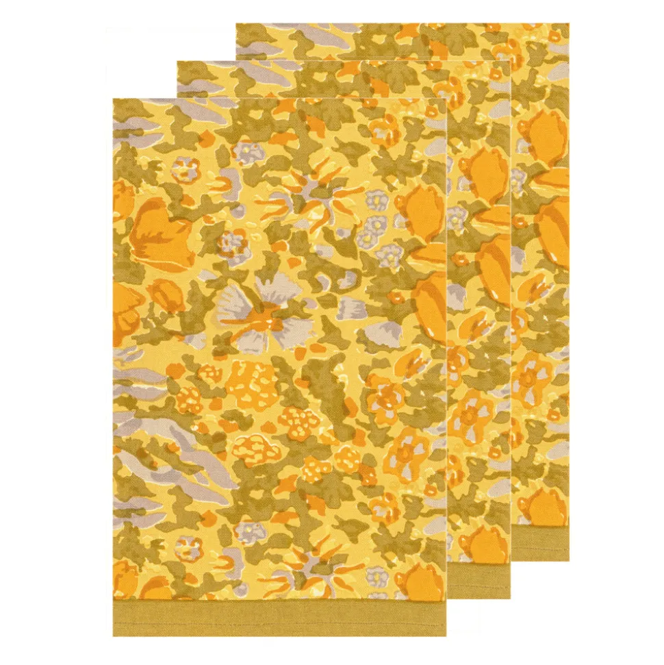 Jardin Tea Towels Mustard & Grey, Set of 3