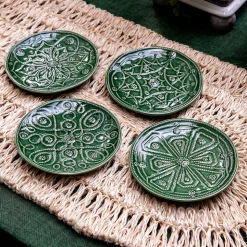 Jardins Du Monde Side/Cocktail Plate Assorted, Set of 4 in Basil