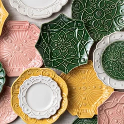 Jardins Du Monde Side/Cocktail Plate Assorted, Set of 4 in Basil