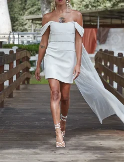 Jemma Mini Dress with Detachable Chiffon Train
