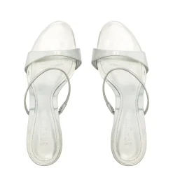 Jessica Mid Mule Metallic Sandal in Prata