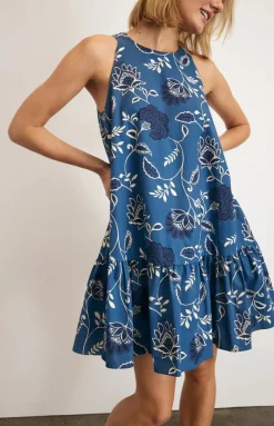 Jessie Dress in French Blue & Cream