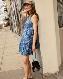 Jessie Dress in French Blue & Cream