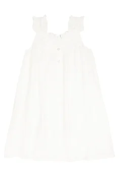 Jessie White Cotton Dress for Girls
