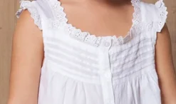 Jessie White Cotton Dress for Girls