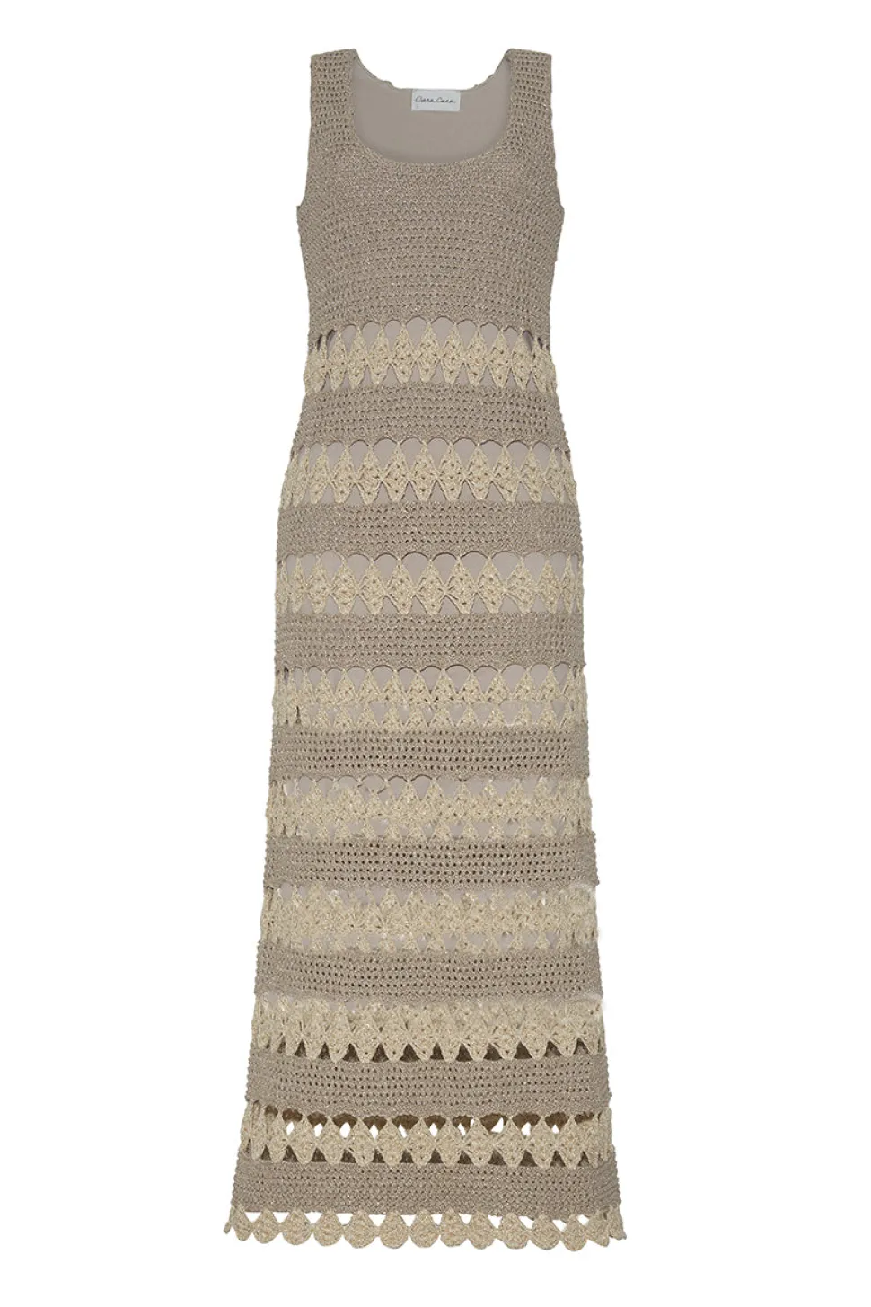 Joan Dress in Metallic Ivory Crochet