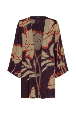 Joaquina Crepe Chine Mini Tunic in Purple Gladiolos