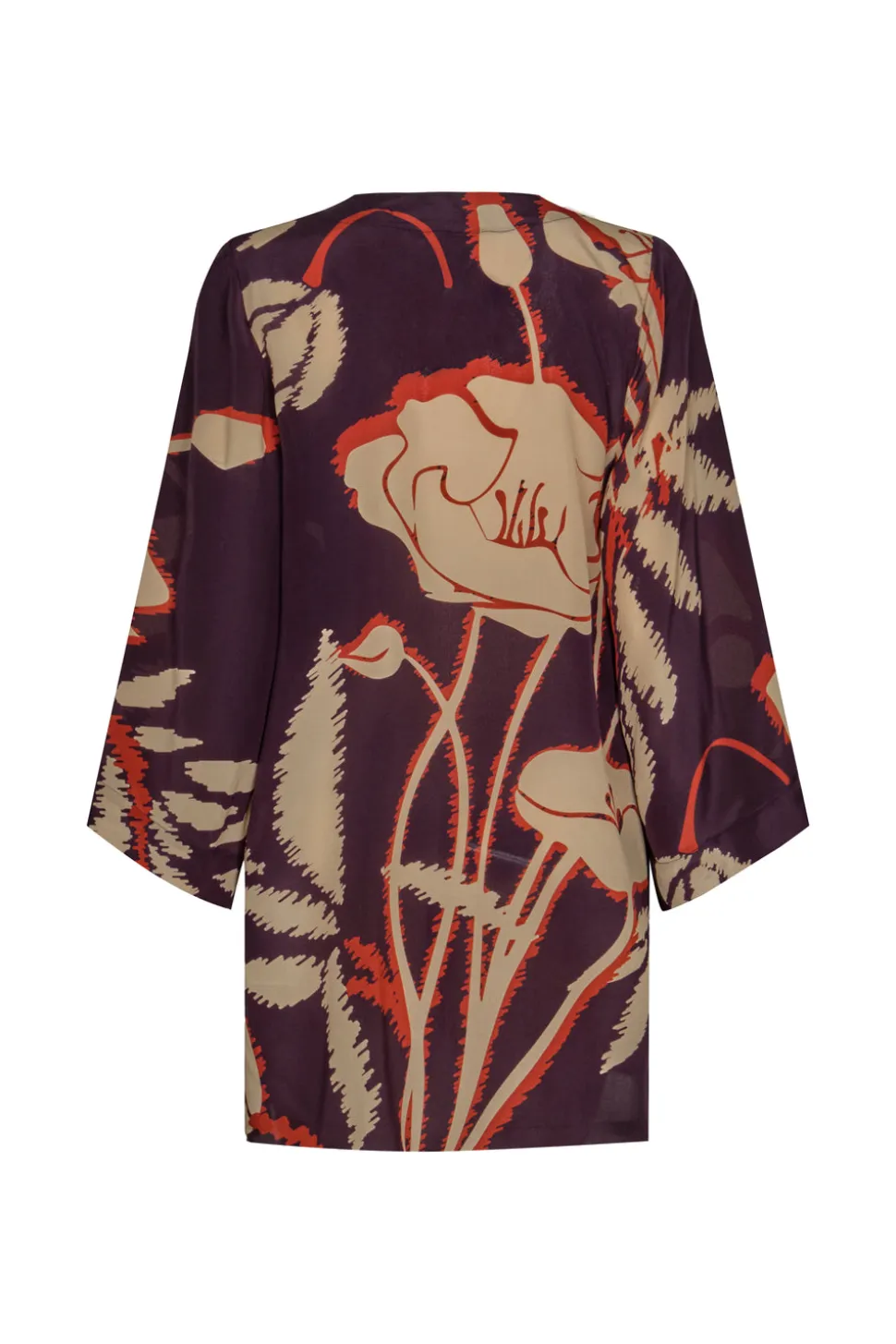 Joaquina Crepe Chine Mini Tunic in Purple Gladiolos
