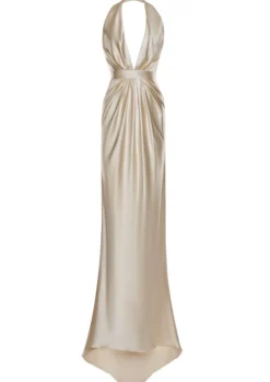 Jolie Champagne Halter-Neck Gown
